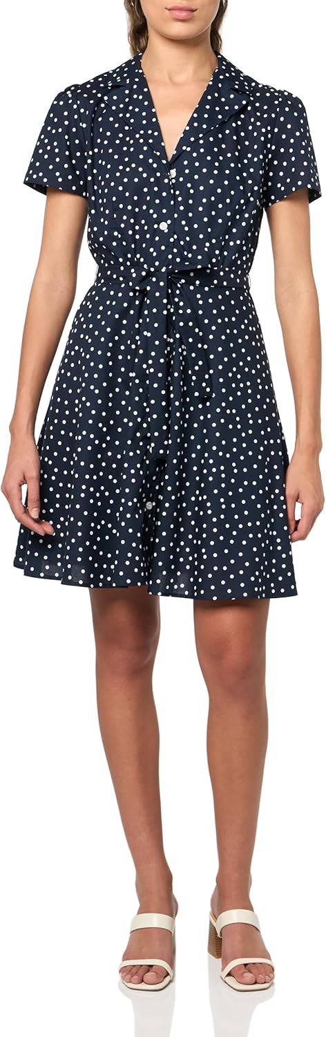 Женское платье-рубашка Tommy Hilfiger Fit and Flare с короткими рукавами, Sky Captain/Bright White