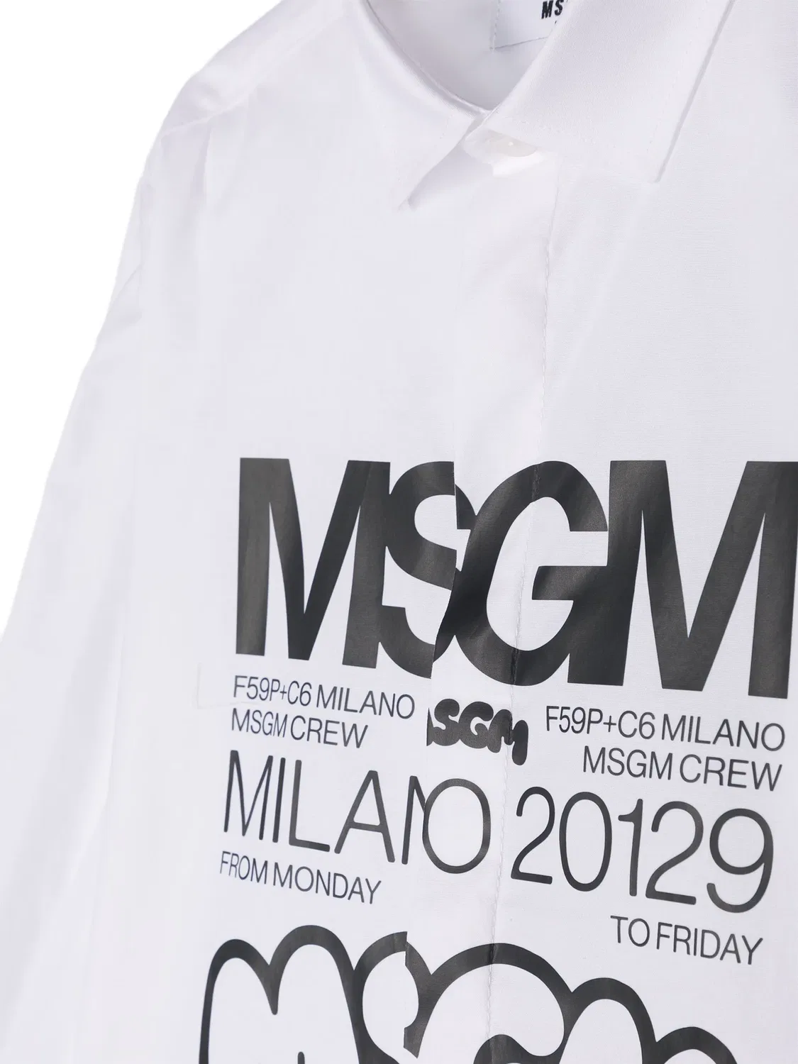 Поплиновая рубашка с логотипом MSGM Kids — фото 3