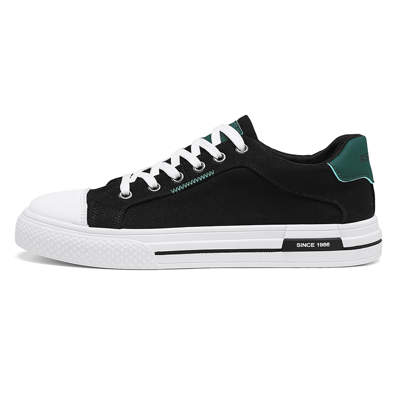 

RENBEN Дышащие и легкие мужские низкие кеды из холста черно-зеленые, цвет Black Green
