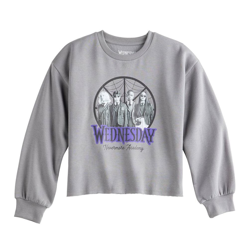 

Укороченный свитшот Wednesday Addams Nevermore Academy для девочек 7–16 лет Licensed Character, цвет Charcoal