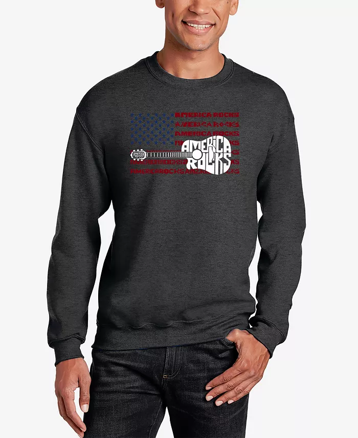 

Мужской свитшот с принтом "America Rocks" LA Pop Art, серый
