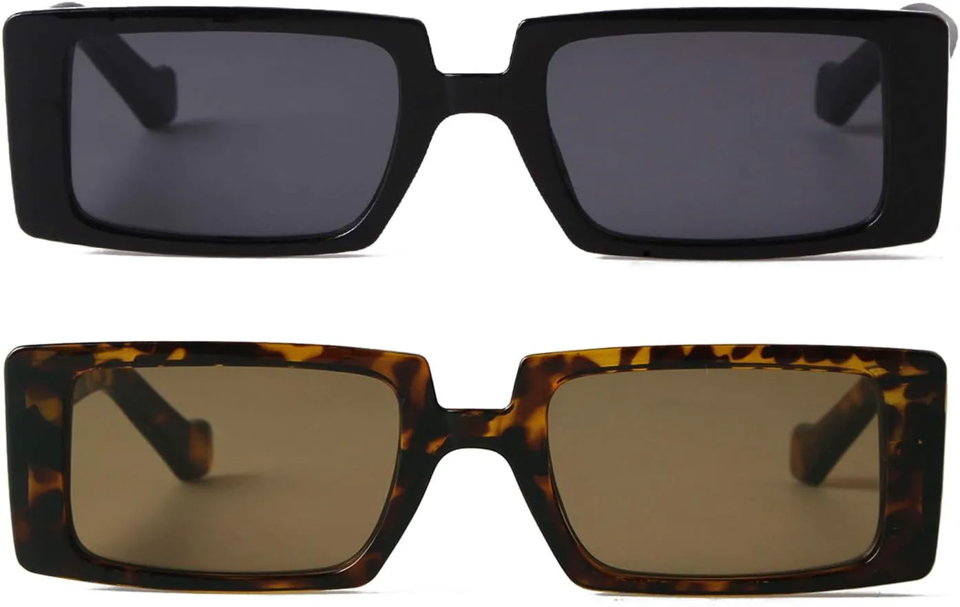 

Солнцезащитные очки GIFIORE в стиле ретро, ​​винтаж 90-х, узкая квадратная оправа, защита от УФ-излучения UV400, Black Frame Grey Lens+tortoise Frame Brown Lens