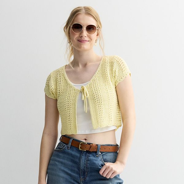 

Кардиган с коротким рукавом и завязкой спереди для подростков Pink Rose, Sunkissed