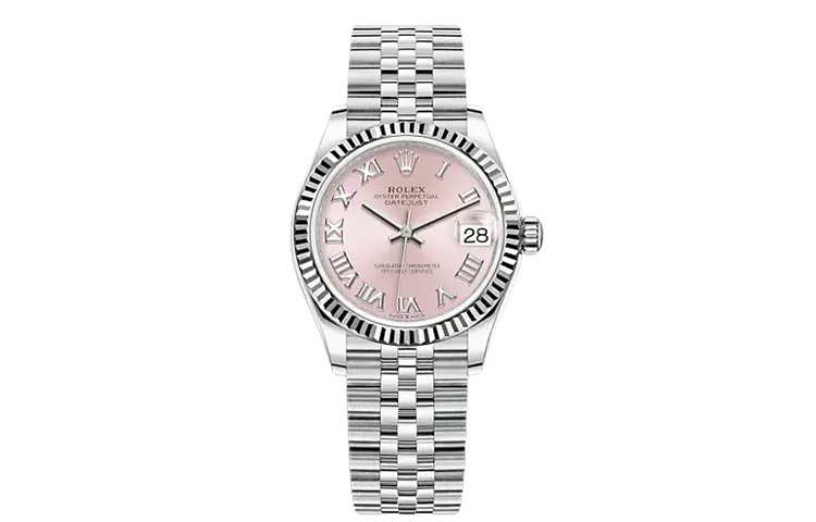 

Rolex Женские автоматические механические часы Log Series, диаметр 31 мм, розовый циферблат, ремешок из стали Oystersteel