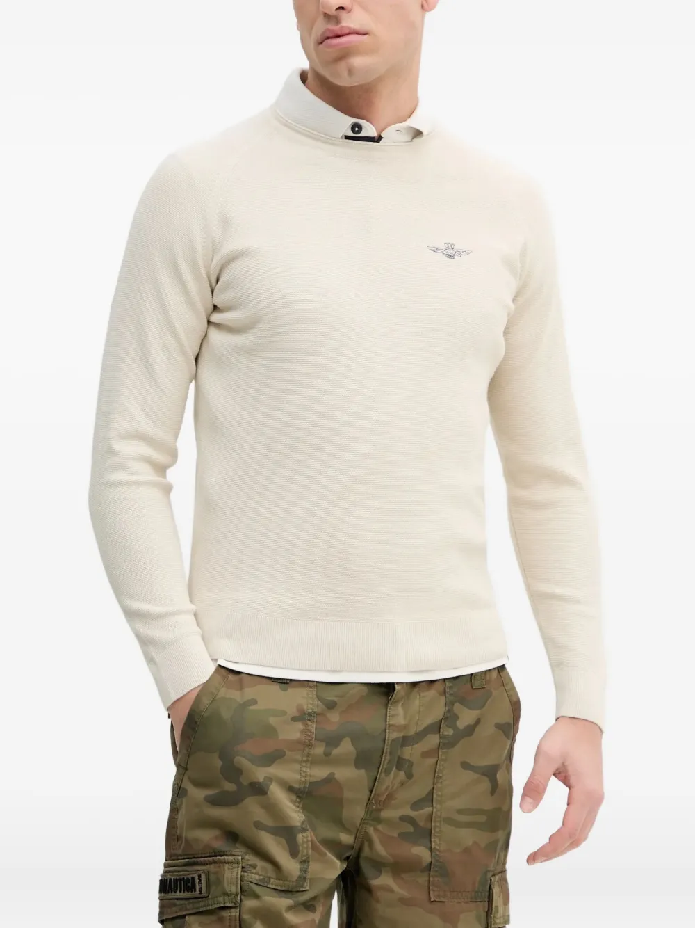 

Свитер с логотипом и рукавами-реглан Aeronautica Militare, нейтральный