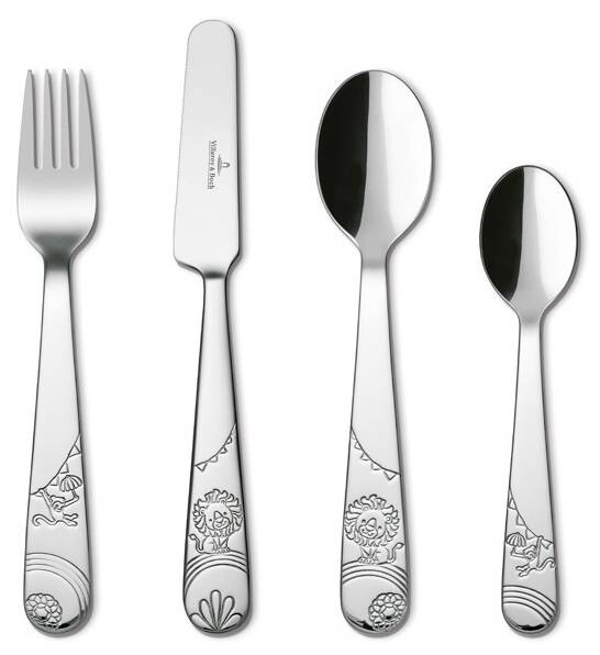

Детские столовые приборы лев 4 шт. Villeroy & Boch, серебряный