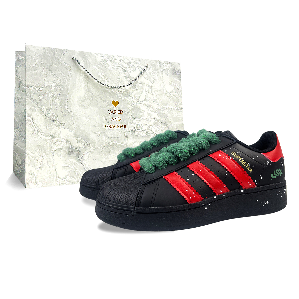 Adidas Originals Кроссовки для скейтбординга SUPERSTAR XLG с противоскользящим износостойким низким верхом унисекс, черные, красные, зеленые