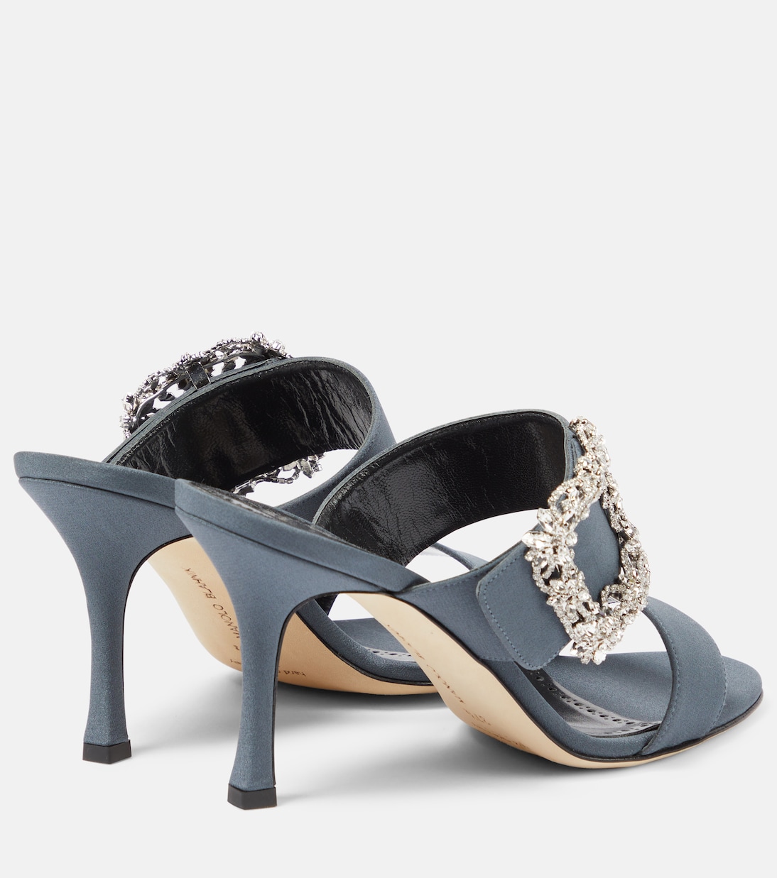 Балетки из крепдешина с декоративными элементами на мыске Manolo Blahnik, 4140 Navy — фото 3