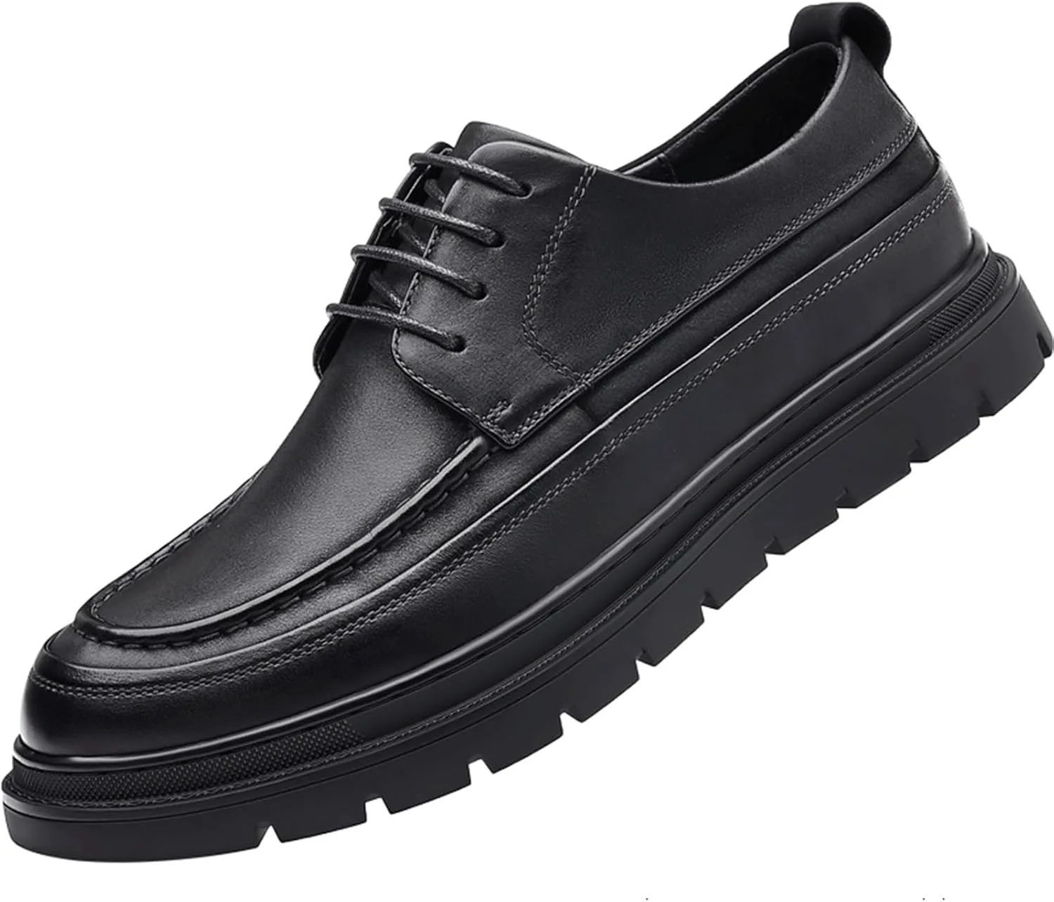 

Мужские кожаные низкие оксфорды на шнуровке, с удобным круглым носком, классические дерби, деловые и рабочие туфли Crepuscute, черный