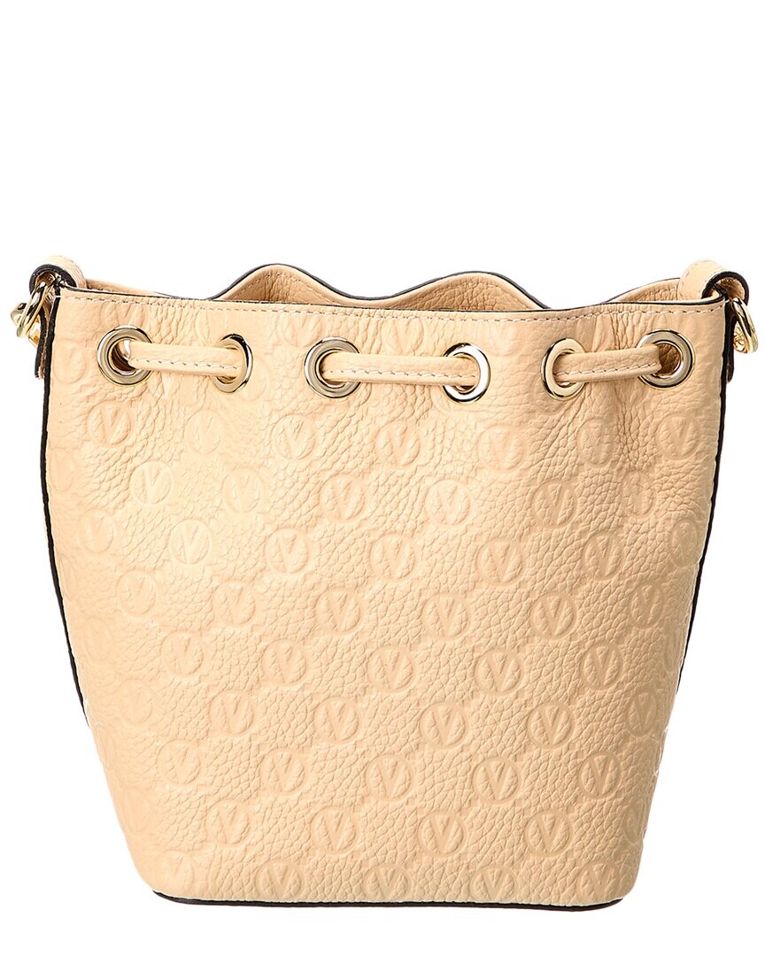 

Valentino by Mario Valentino Jules Dollaro Кожаная сумка-мешок с монограммой, бежевый