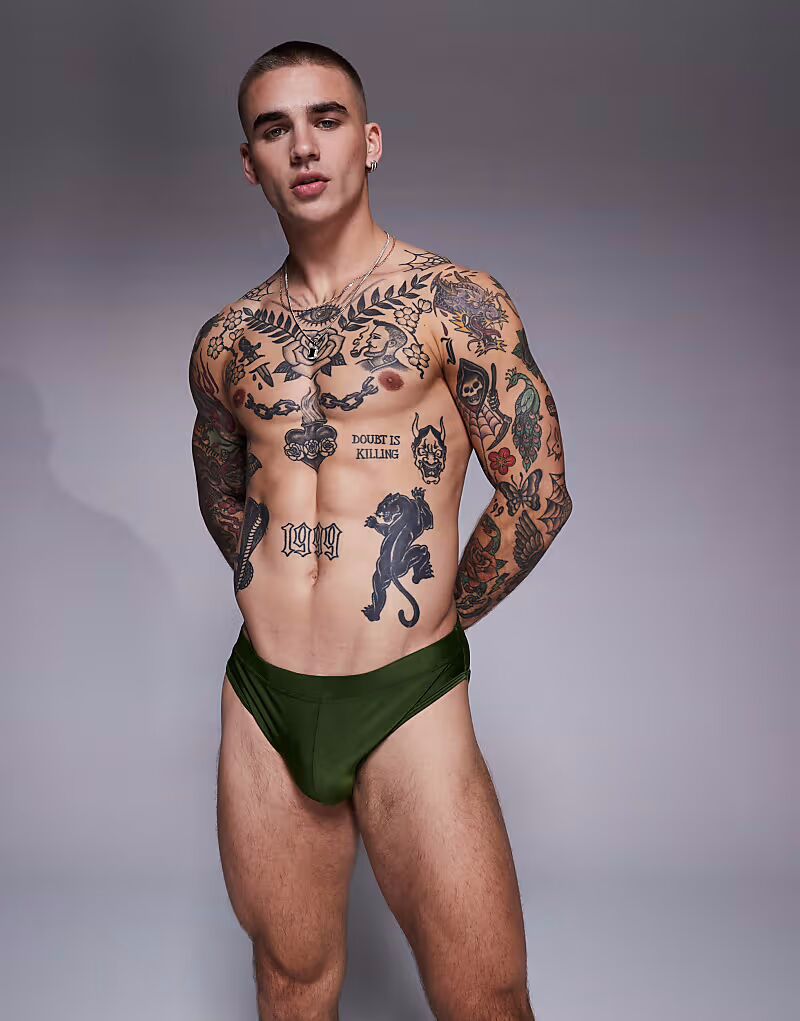 

Плавки-слипы ASOS DESIGN зеленого цвета