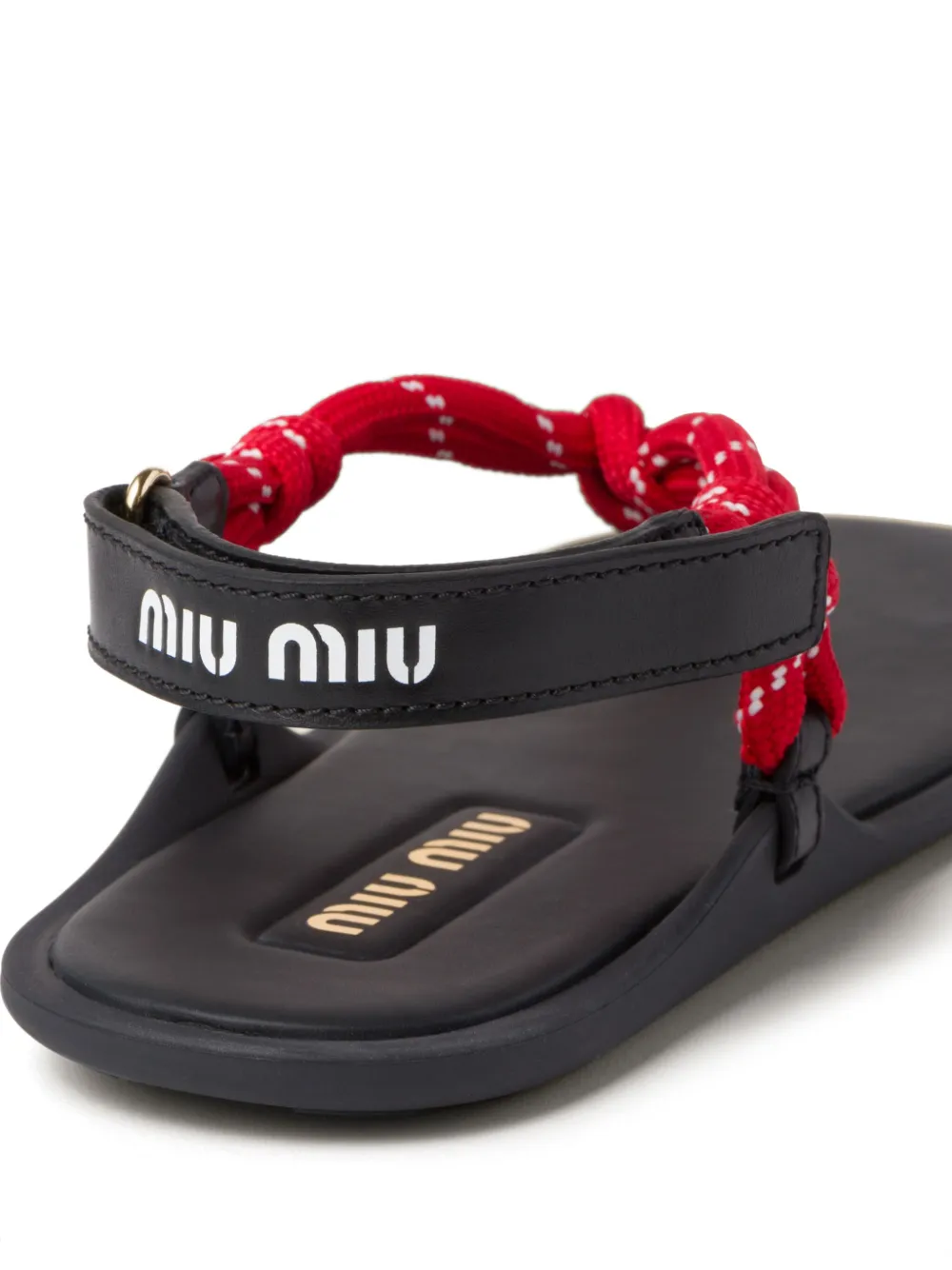 Сандалии с веревочными ремешками MIU MIU, красный — фото 3