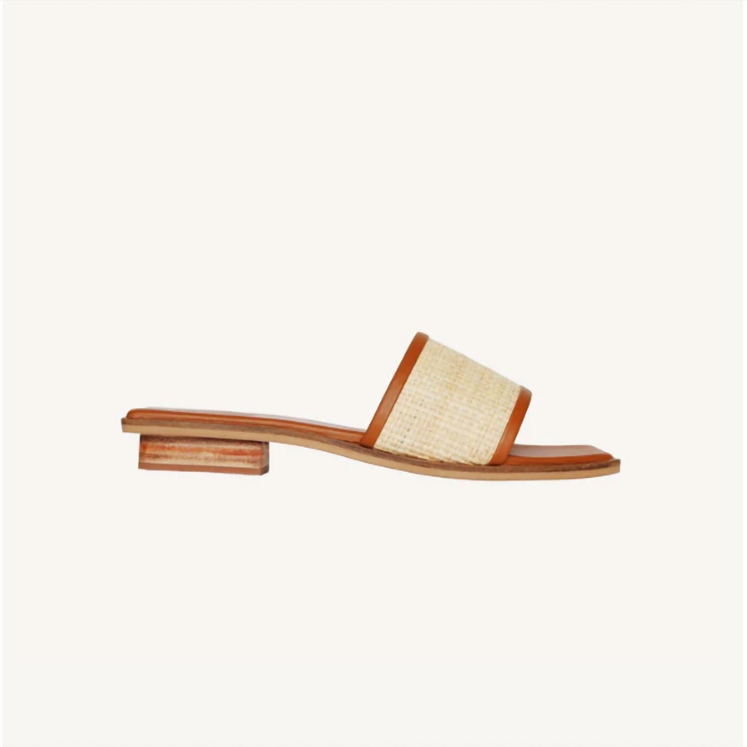 Женские сандалии Ona Slide в карамельном цвете из рафии BEMBIEN, Caramel Raffia