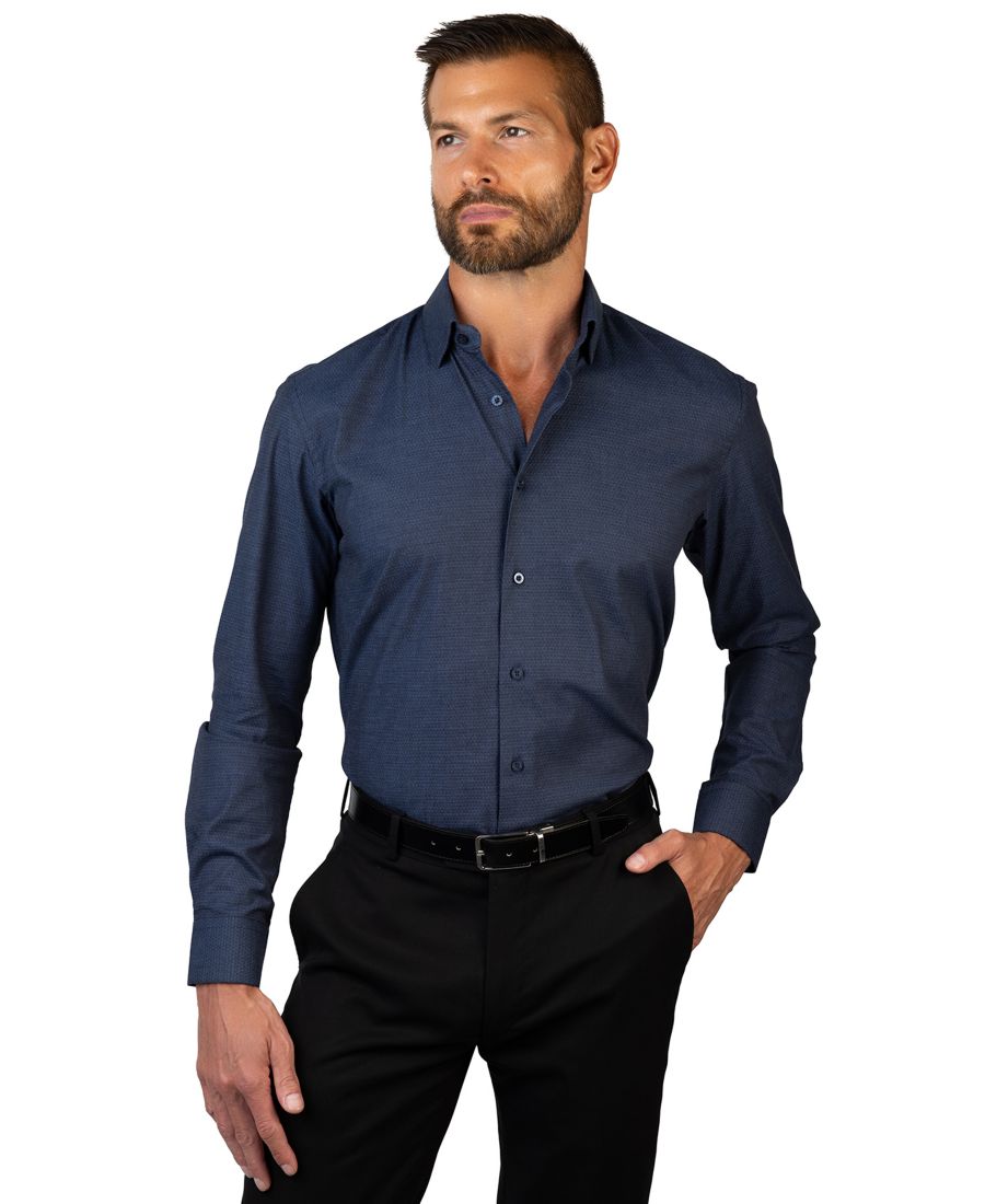 

Мужская однотонная приталенная рубашка Vince Camuto, Navy/White/Diamond