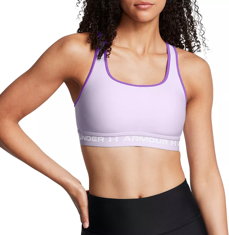 

Женский спортивный бюстгальтер Under Armour со средней перекрещенной спиной, цвет Salt Purple/White
