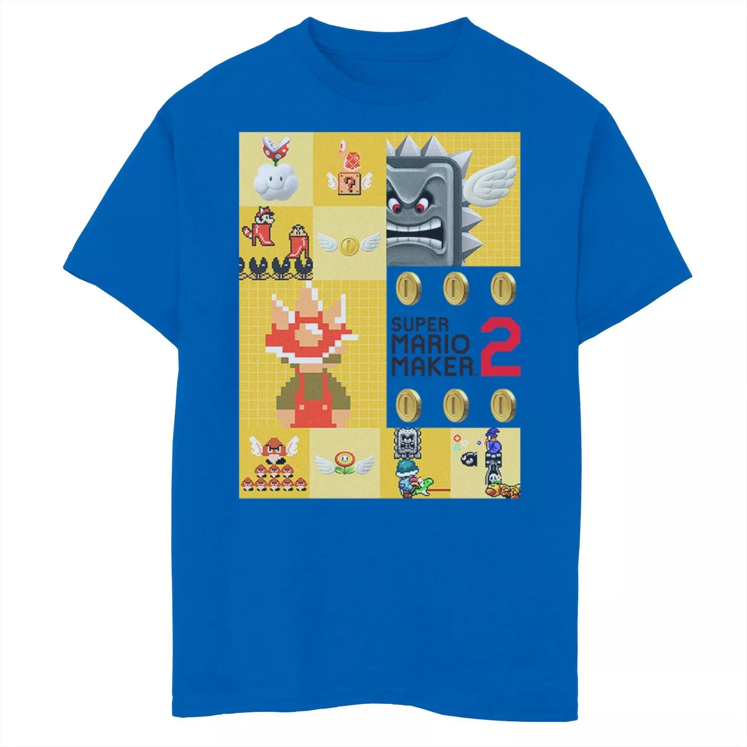 

Футболка с графическим рисунком и логотипом Nintendo Super Mario Maker 2 для мальчиков 8–20 лет Licensed Character