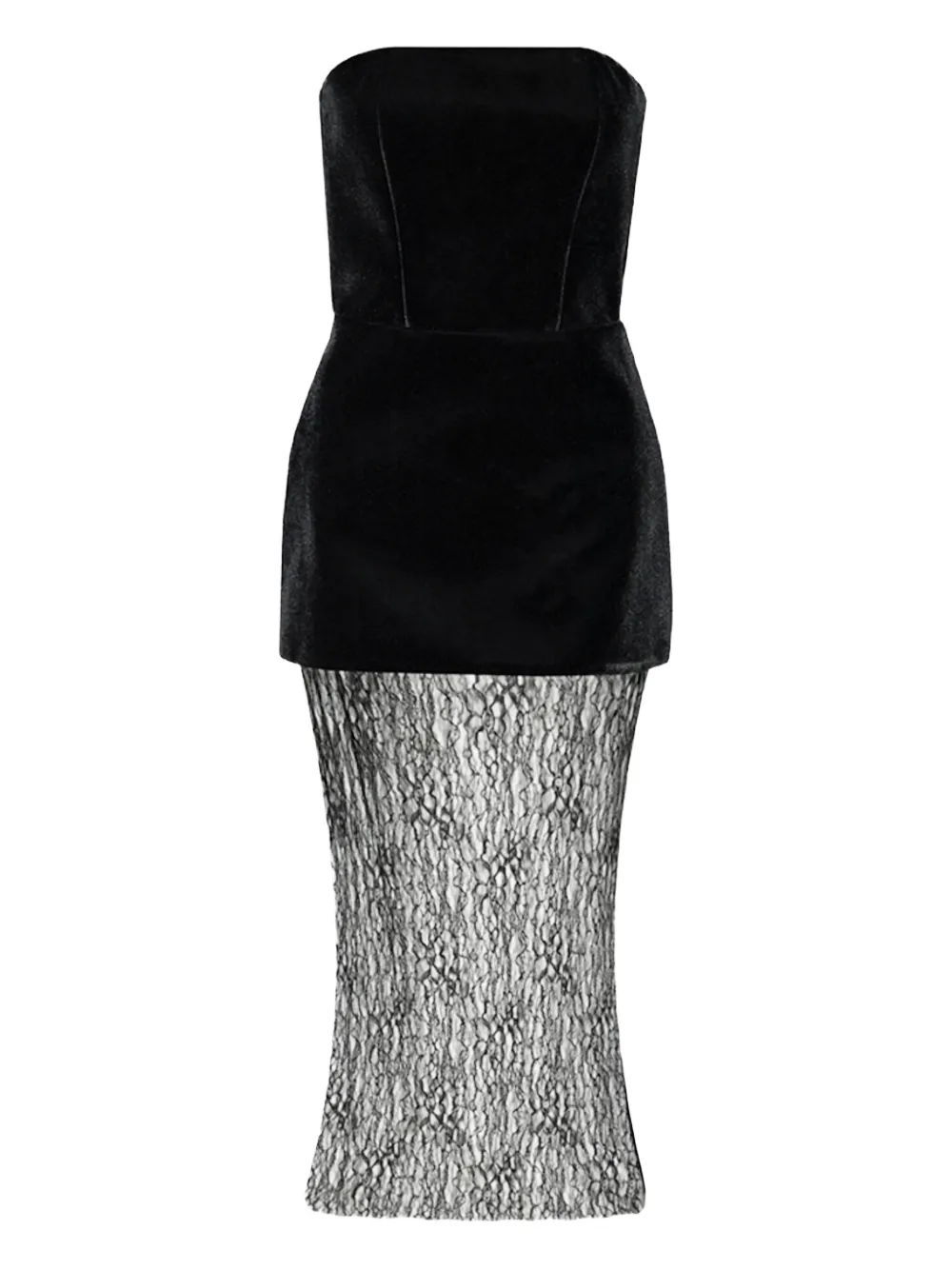 

Бархатное кружевное миди-платье Vestiaire D'Un Oiseau Libre, черный