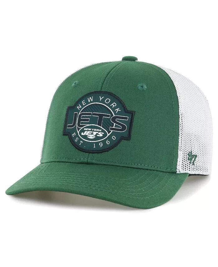

Молодежная регулируемая кепка дальнобойщика New York Jets Scramble зеленого и белого цвета для мальчиков и девочек '47 Brand