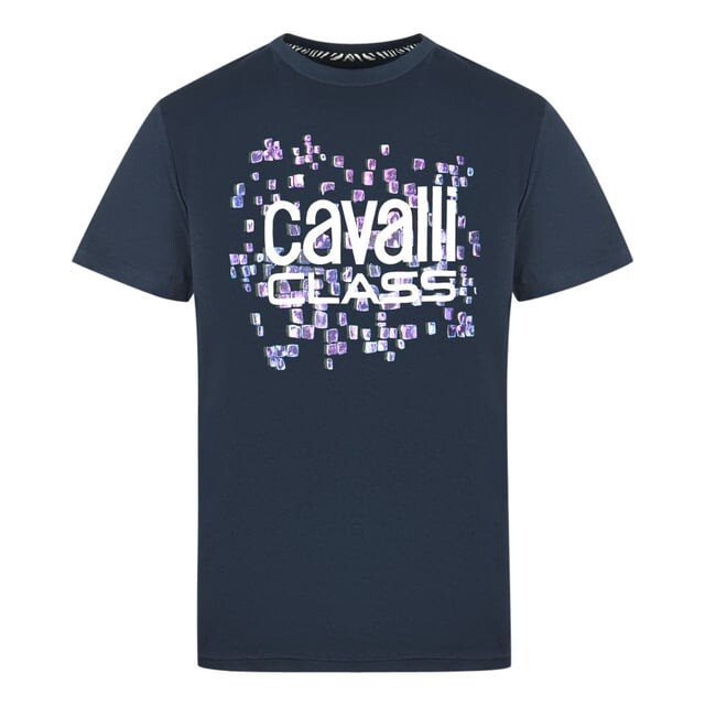 

Футболка с логотипом Cavalli class Scales в морском стиле Cavalli Class, синий