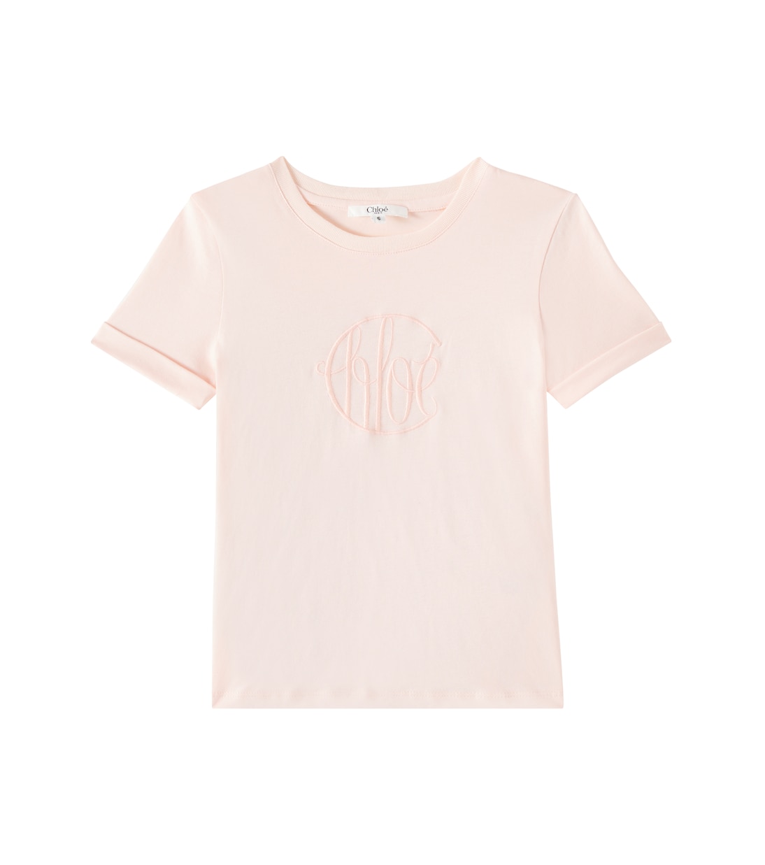 

Футболка из хлопкового джерси с вышитым логотипом Chloé Kids, Petal Pink