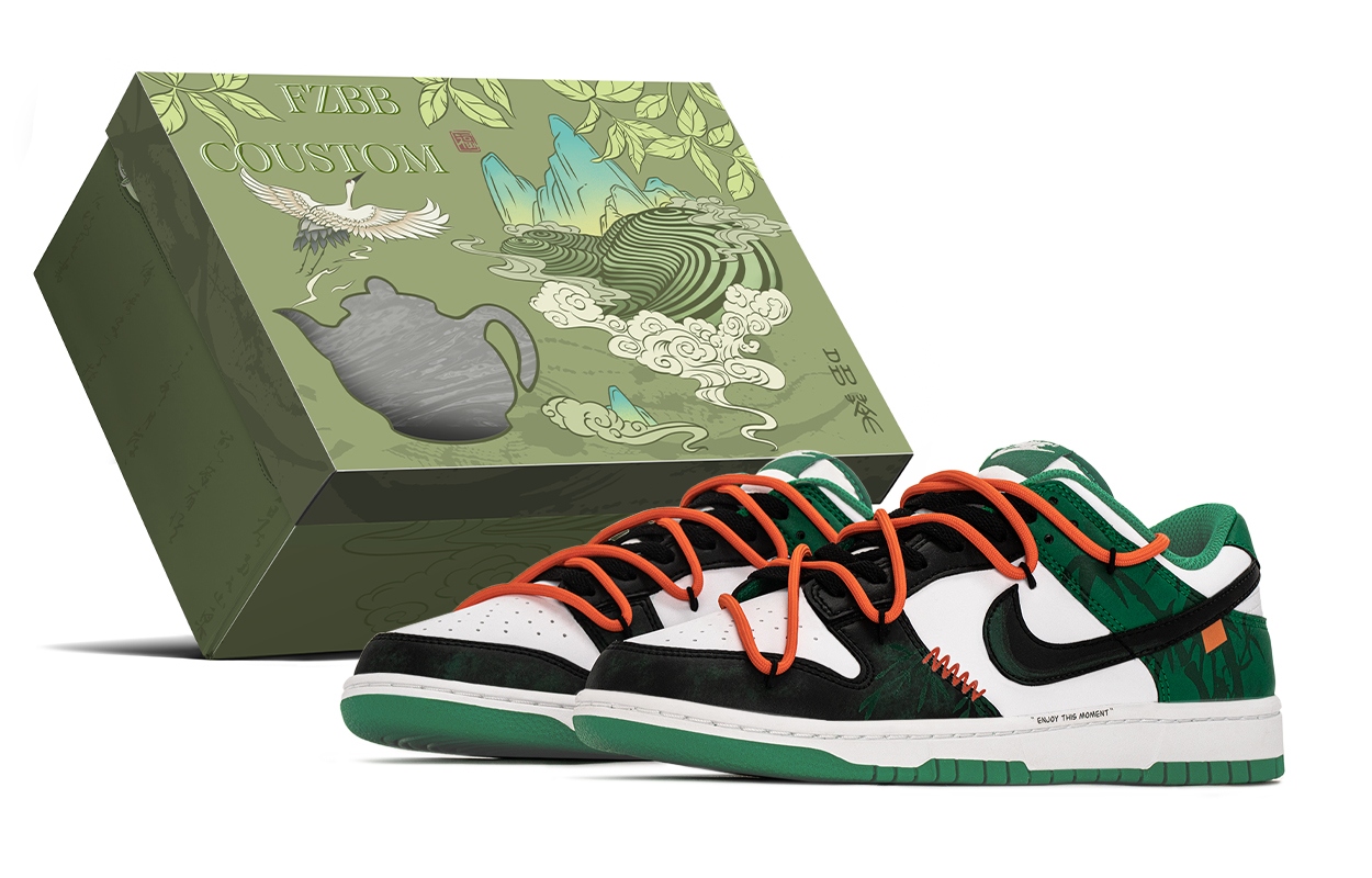 

Nike Кроссовки для скейтбординга Dunk Green Forest, износостойкие, низкие, мужские, зеленые, черные, белые