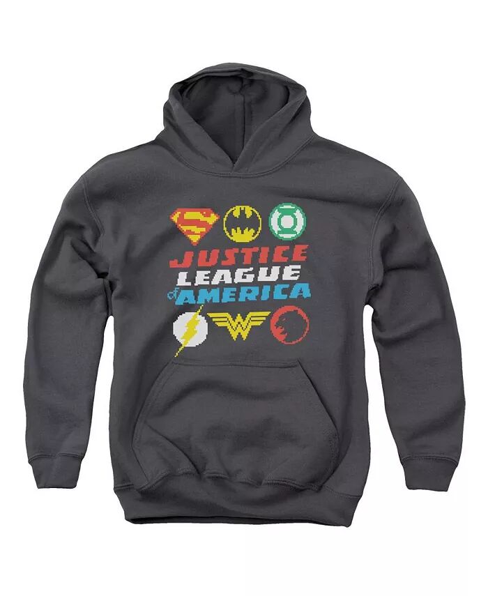 

Толстовка с капюшоном Boys of America Youth Pixel Logos Justice League, серый