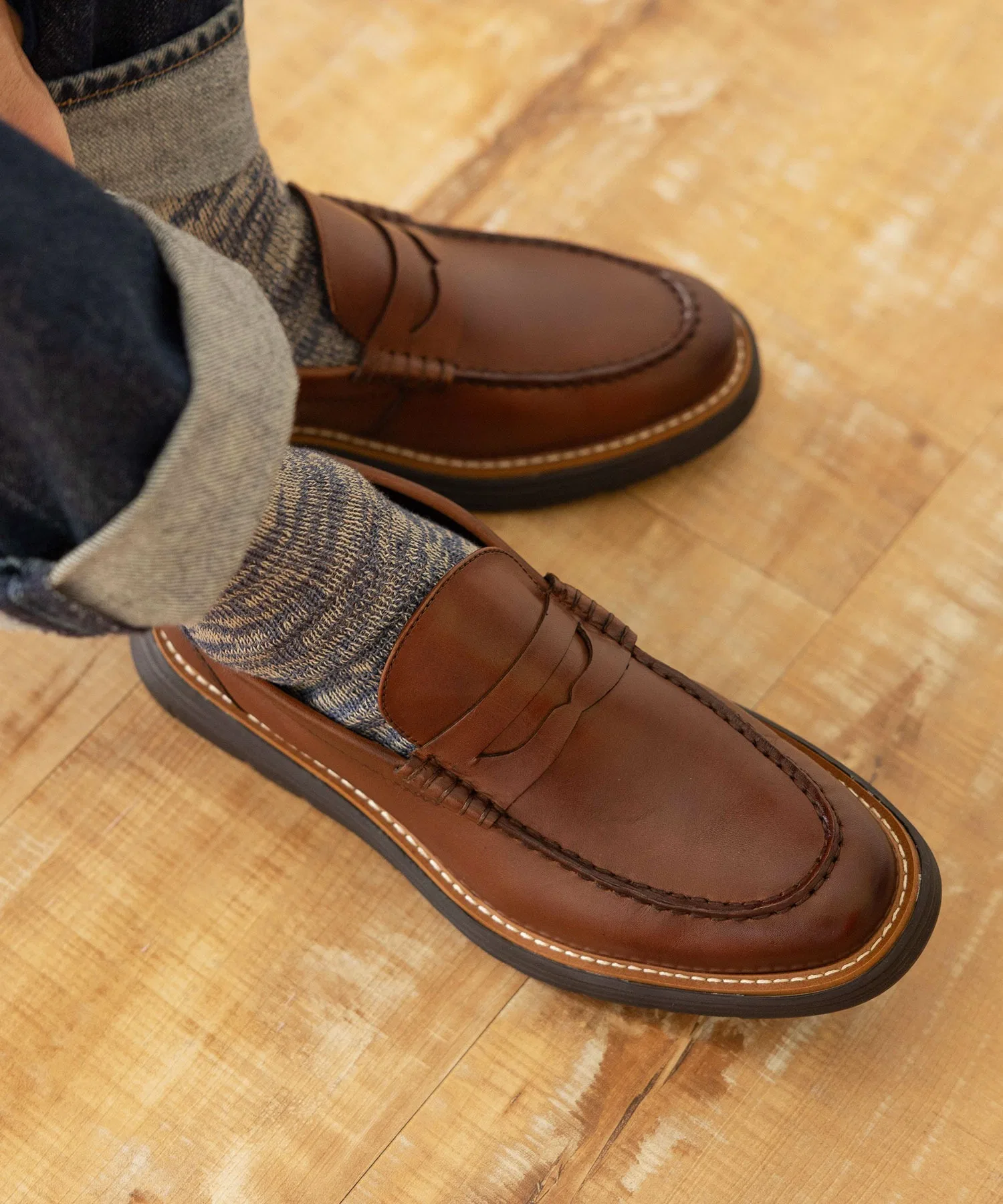 Мужские кожаные лоферы ROCKPORT Cambridge Ease коричневые — фото 2