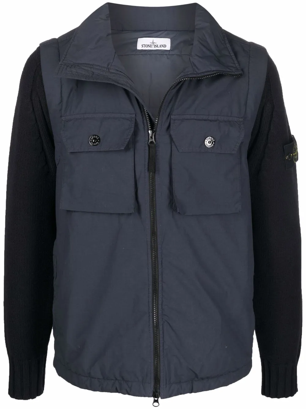 

Пуховик со съемными рукавами Stone Island, синий
