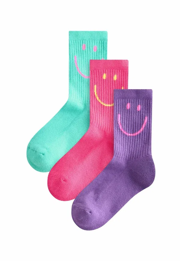 Носки 3 пары Next, pink purple and teal blue character, розовый, фиолетовый и бирюзовый с рисунком