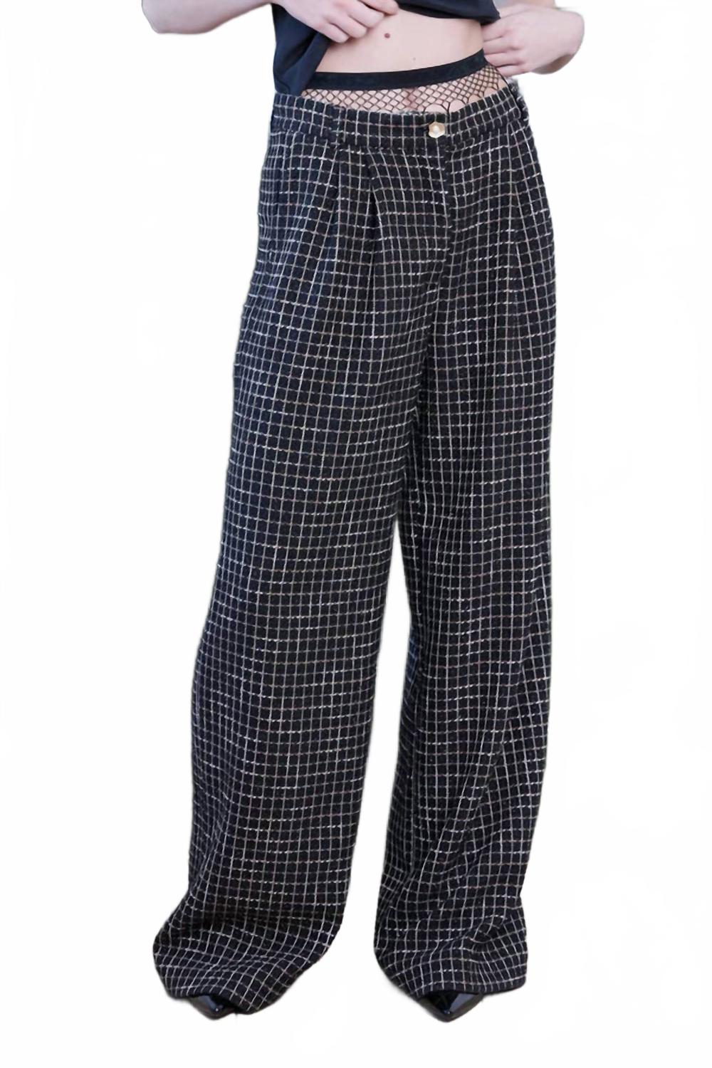 

Черно-белые брюки прямого кроя с узором "букле" STELLA NOVA