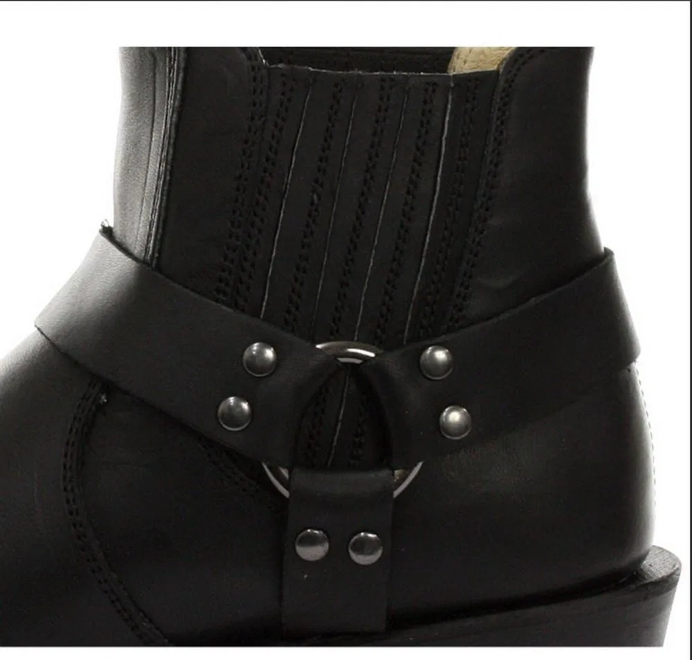 Кожаные ботинки Grinders Renegade Low Harness, черные, унисекс, ковбойские, в стиле вестерн, для мотоциклистов — фото 2