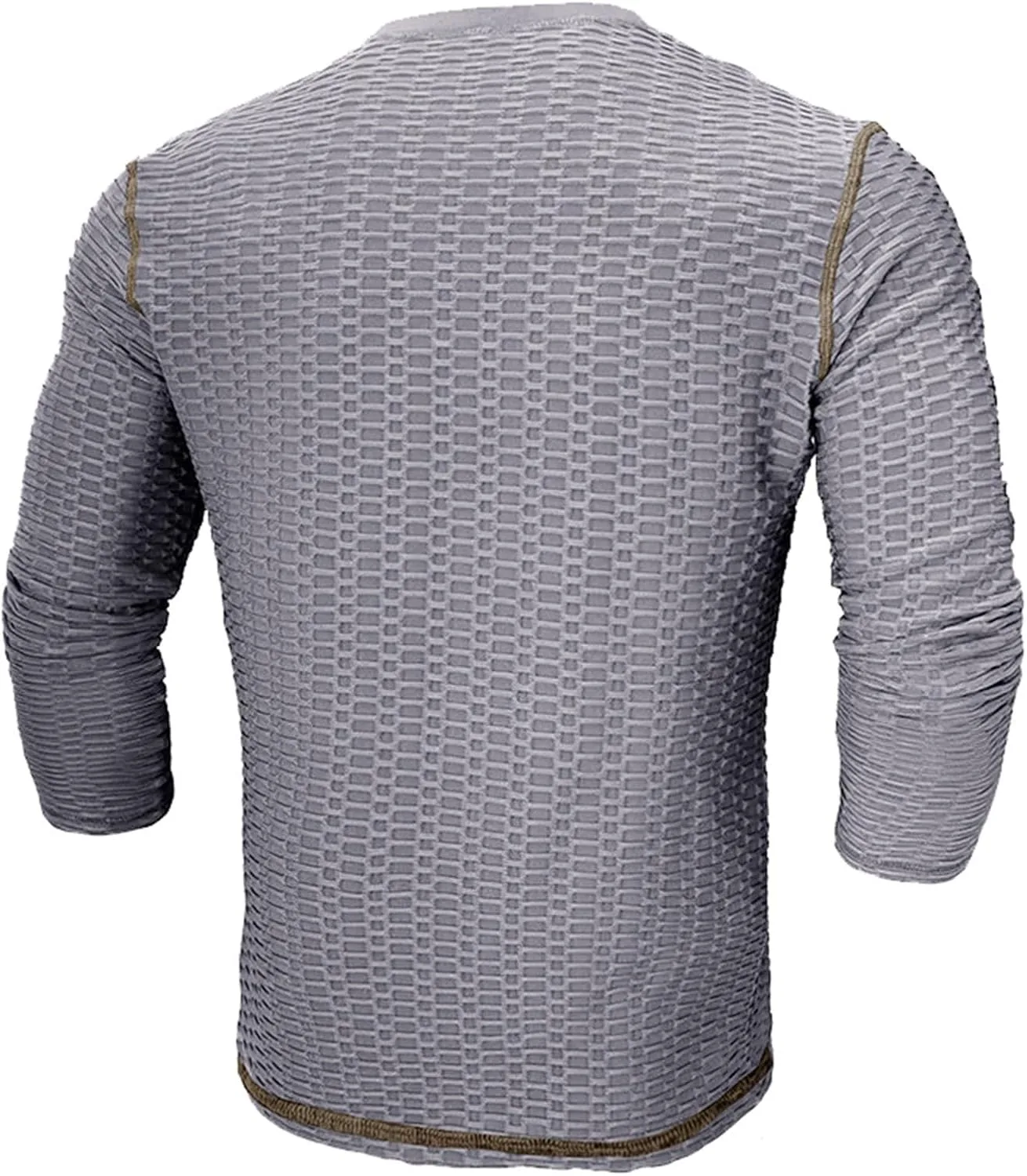 Мужская футболка с длинным рукавом Casual Solid Jacquard Button-Top — фото 4