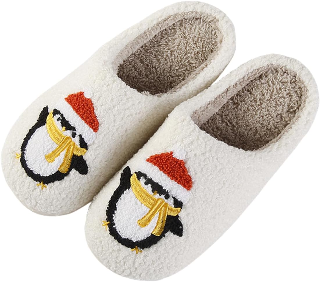 

Мультяшные тапочки для женщин и мужчин, милые, уютные, плюшевые, теплые тапочки на дома и улицу, «Встретимся в полночь», клубника, гриб, злые глаза, сердечки-любовь V Opxin, Christmas Penguin