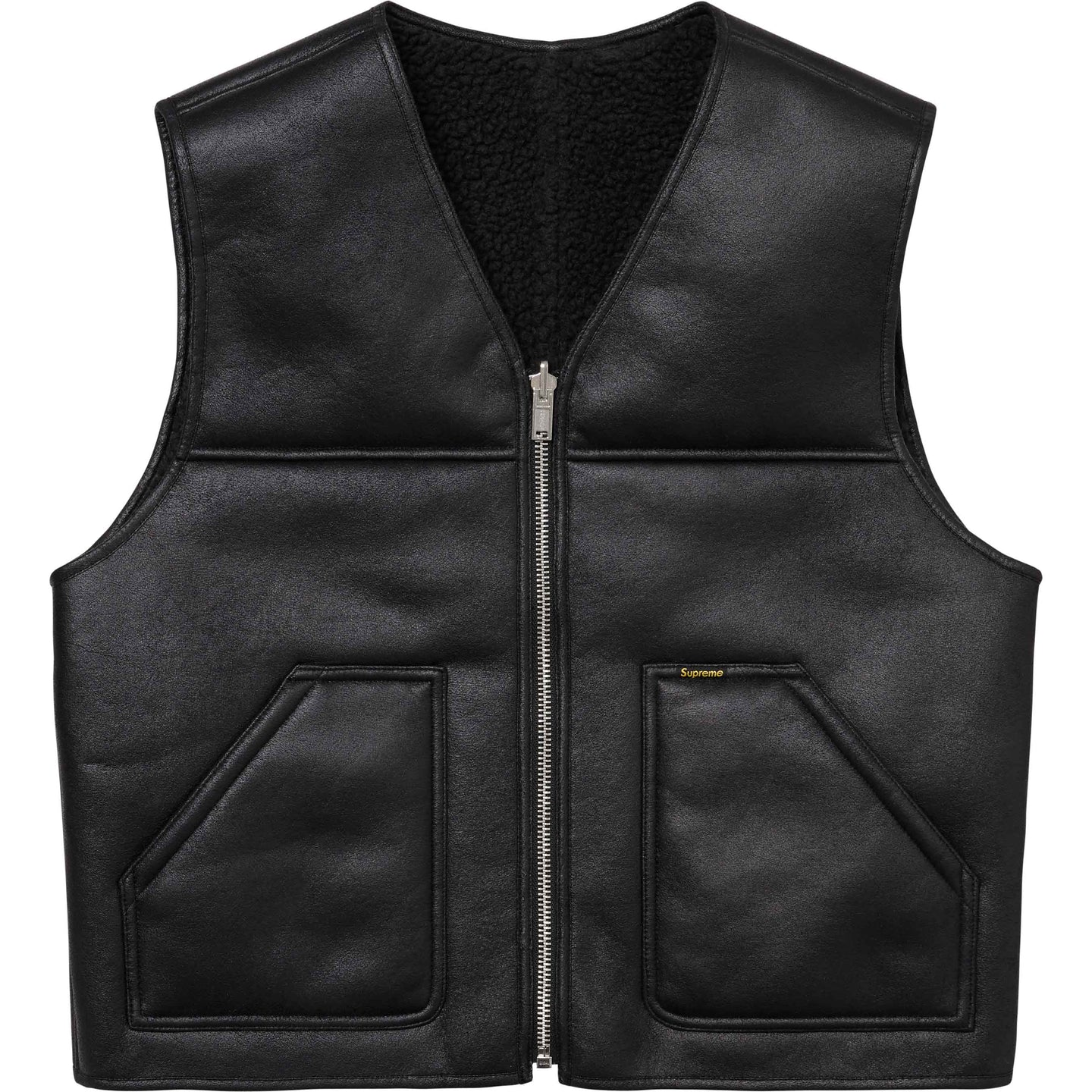 Вертикальная рабочая жилетка Reversible Faux Shearling Supreme, черный — фото 2