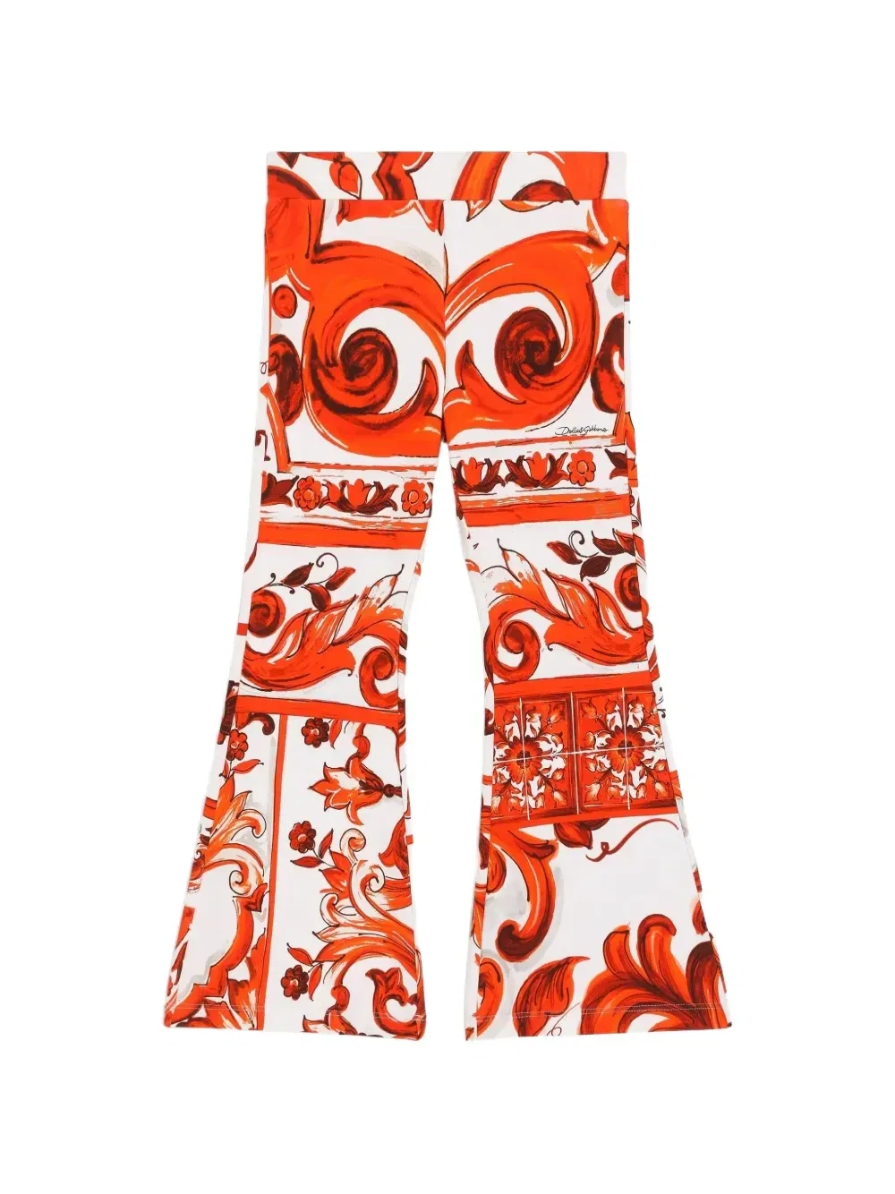 Леггинсы из трикотажа с принтом "майолика" Dolce & Gabbana Kids, белый — фото 2