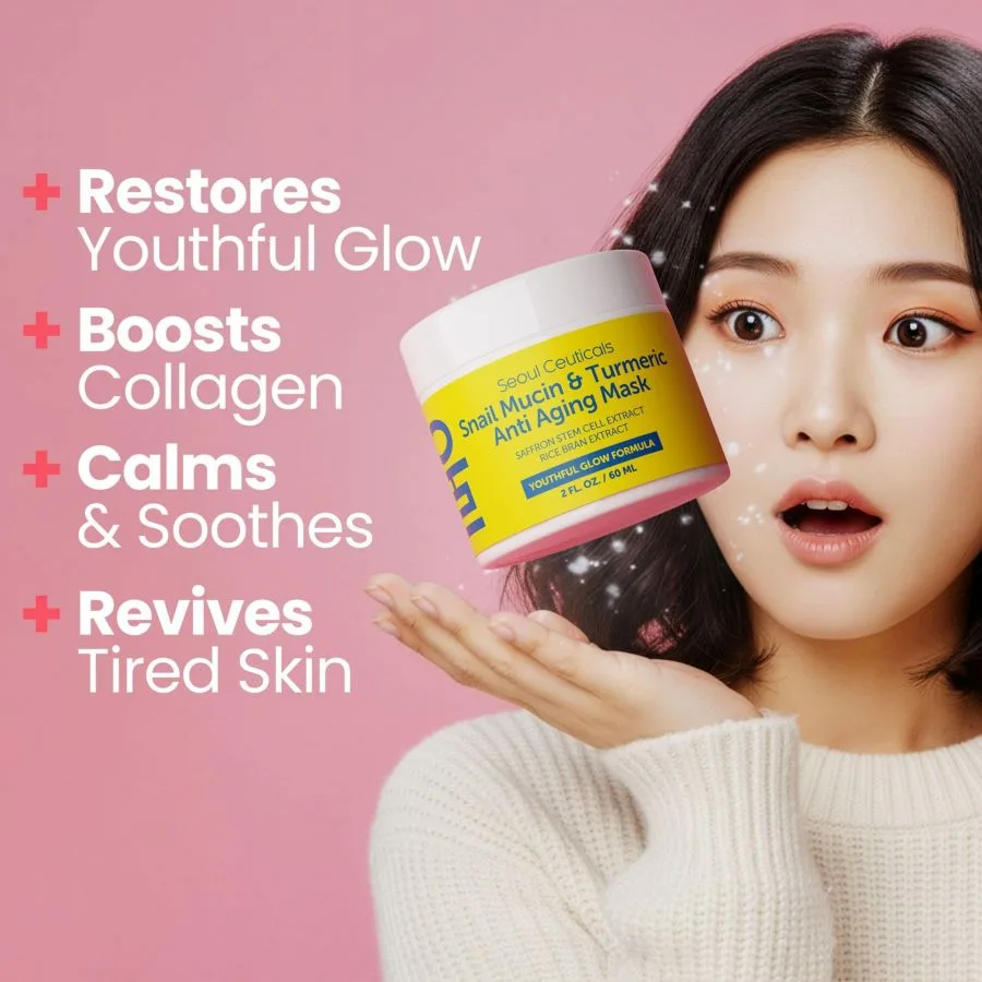 Маска для лица Seoul Ceuticals — Корейская с экстрактом улиточной слизи и куркумой. K Beauty Skincare — фото 3