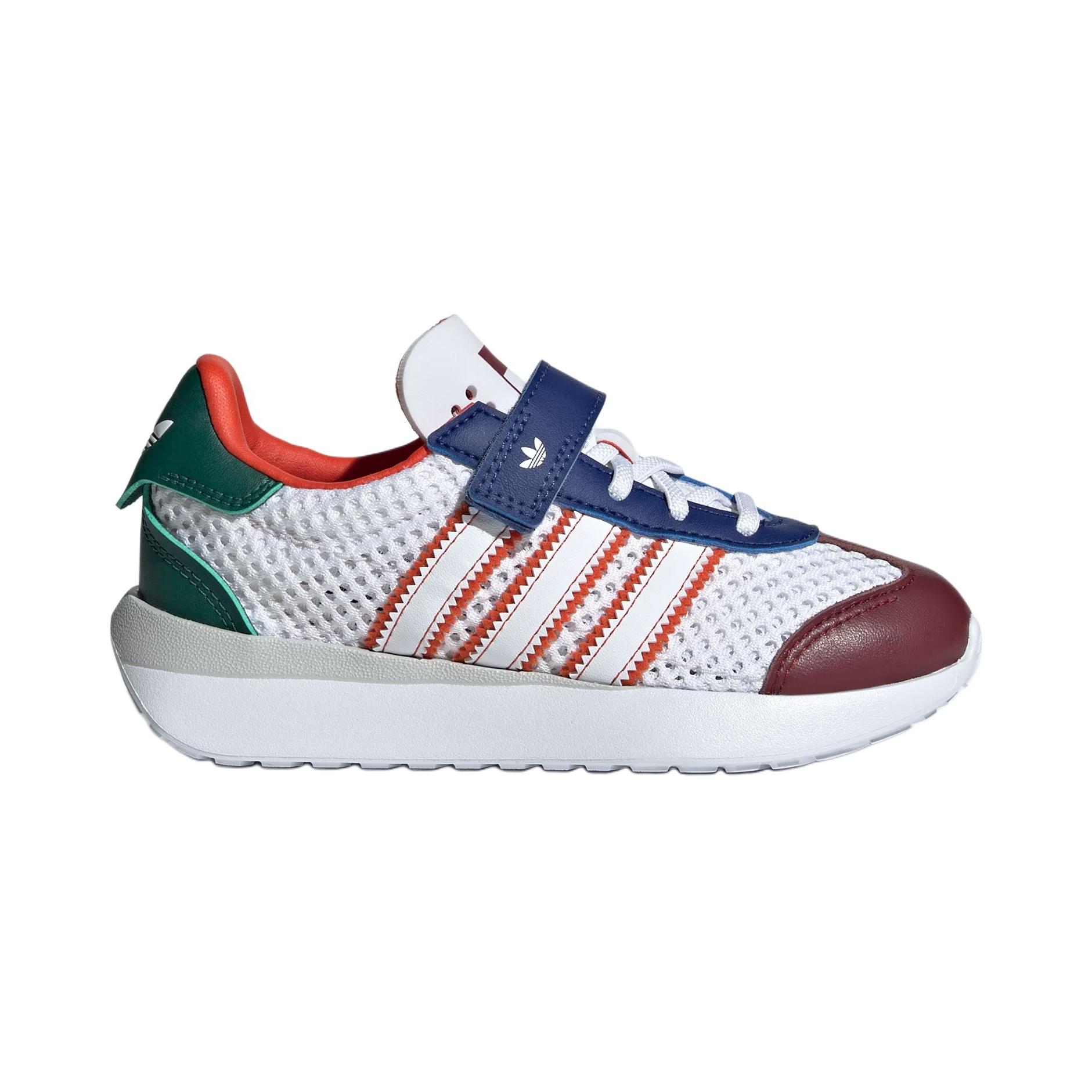 Дошкольные кроссовки Adidas Originals для мальчиков, белые с оранжево-красными вставками — фото 3