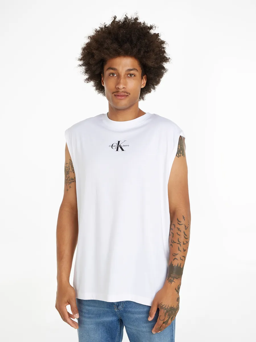 

Футболка Calvin Klein Jeans "MONOLOGO SLEEVELESS TEE" с принтом логотипа, белый