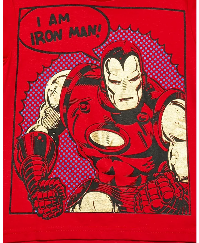 Футболка с коротким рукавом для мальчиков Marvel Captain America Black Panther Iron Man с принтом Avengers, мультиколор — фото 3