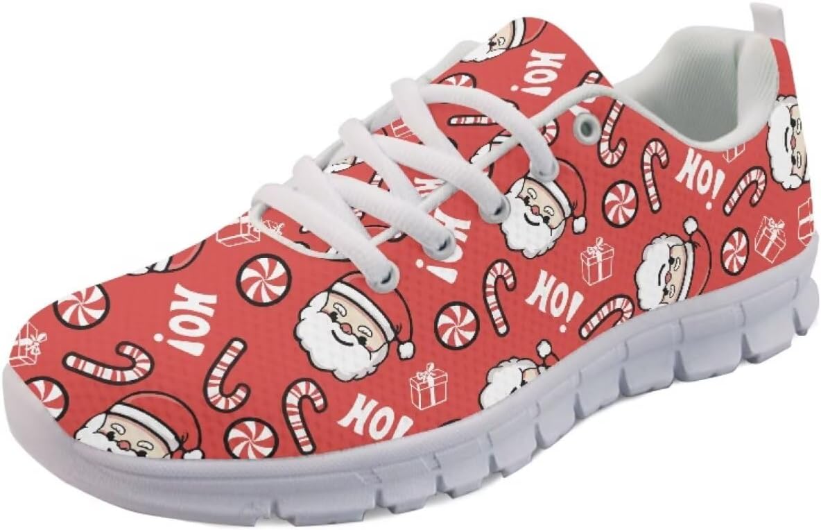 

Кроссовки Forchrinse для женщин и мужчин, повседневные, с шнуровкой, для бега и тенниса, обувь для праздников и вечеринок, Santa Claus Pattern