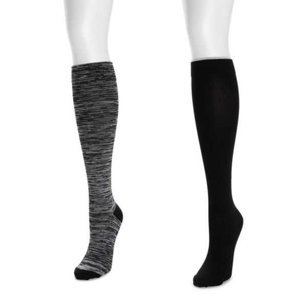 

Женские нейлоновые компрессионные носки, 2 пары Muk Luks, цвет ebony marl