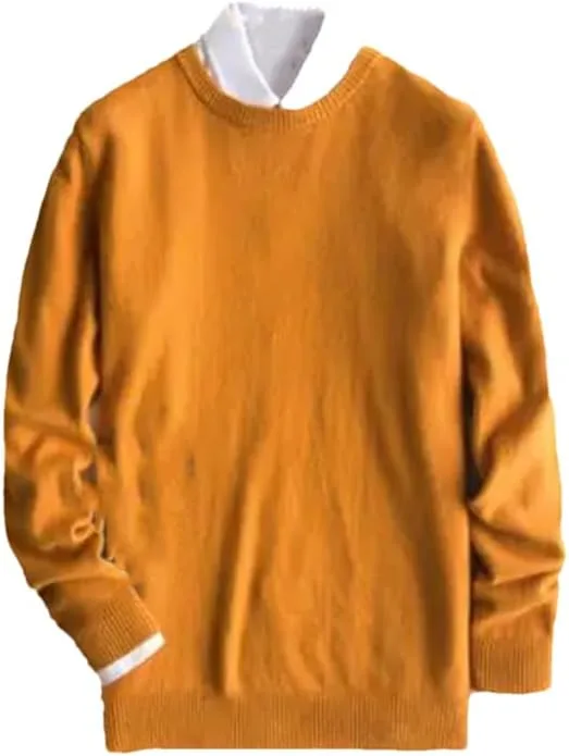 

Мужской свитер из кашемира и хлопка с круглым вырезом и длинными рукавами