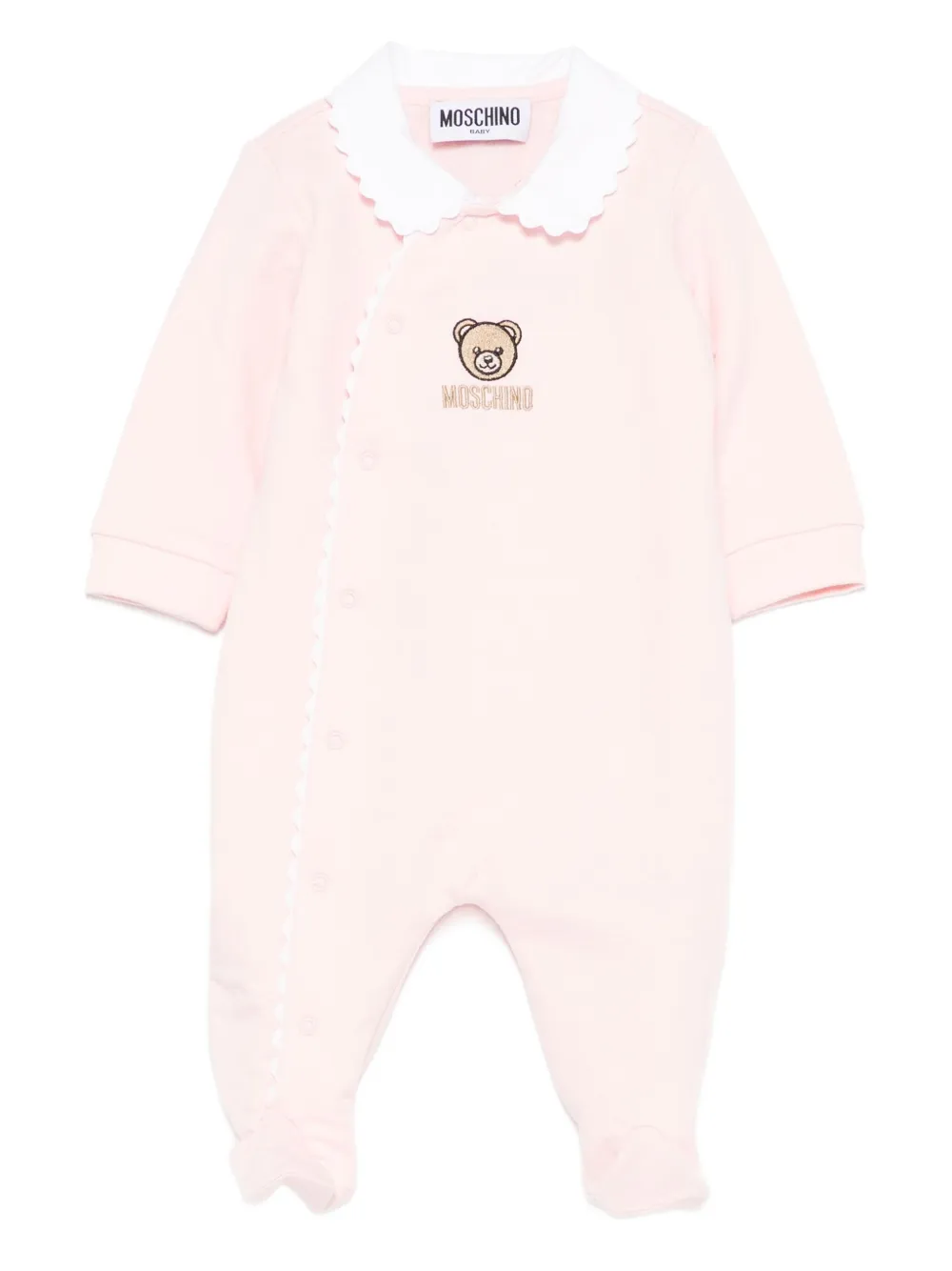 

Комбинезон с фестончатым воротником, расшитый мишкой Тедди Moschino Kids, розовый
