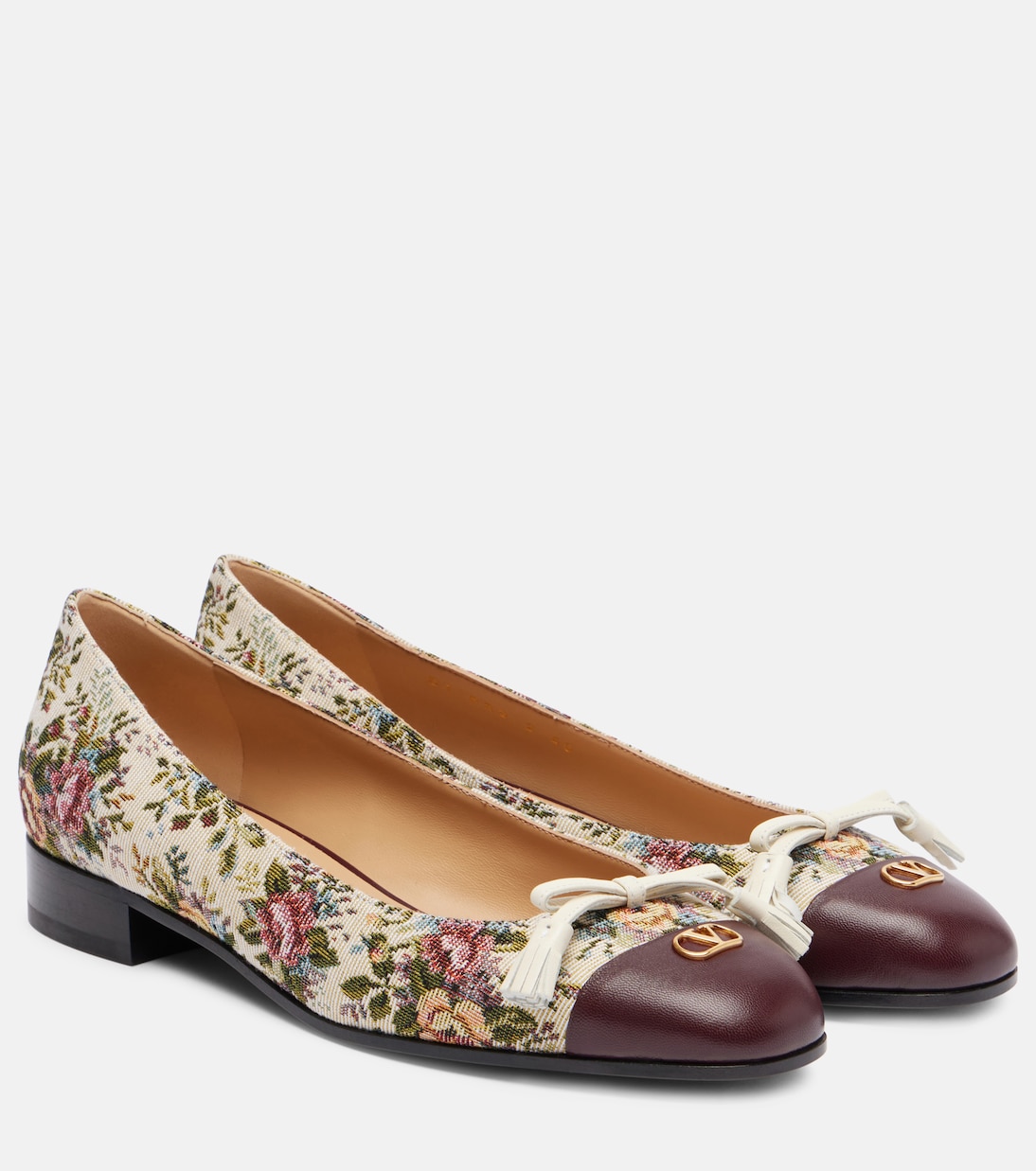 Балетки Valet du Roi с цветочным жаккардом Valentino Garavani, Beige-Multicolor