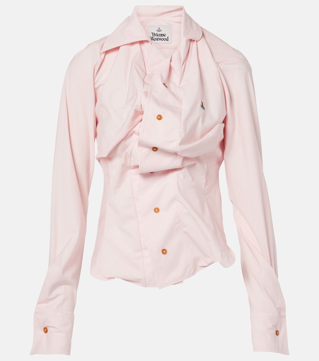

Асимметричная хлопковая рубашка с драпировкой Vivienne Westwood, розовый
