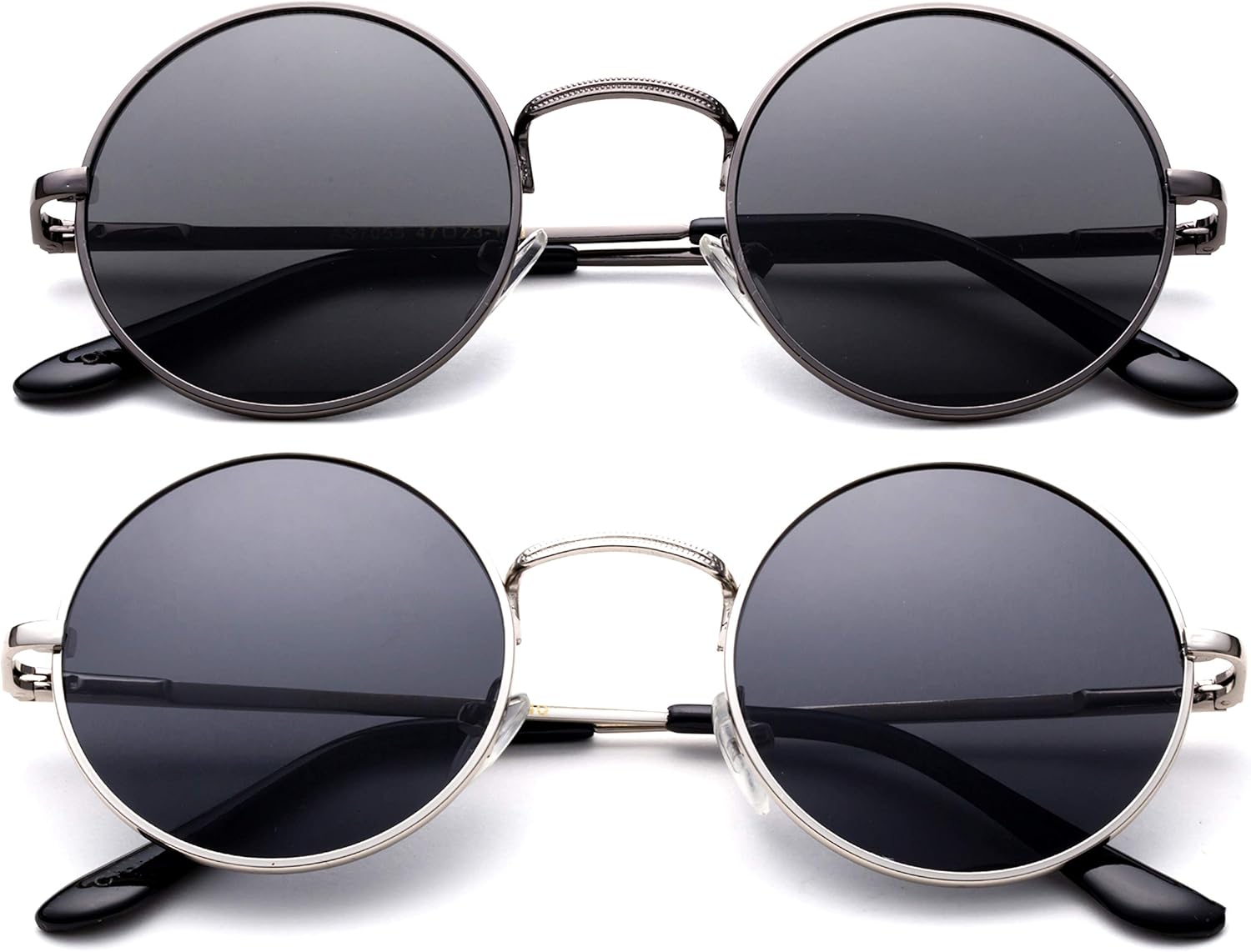 

Ретро круглые маленькие солнцезащитные очки 48 мм в винтажном стиле хиппи, круглые очки Polaroid для вождения, поляризованные очки в стиле стимпанк Newbee Fashion, 2 Pack - Gunmetal / Smoke & Silver / Smoke