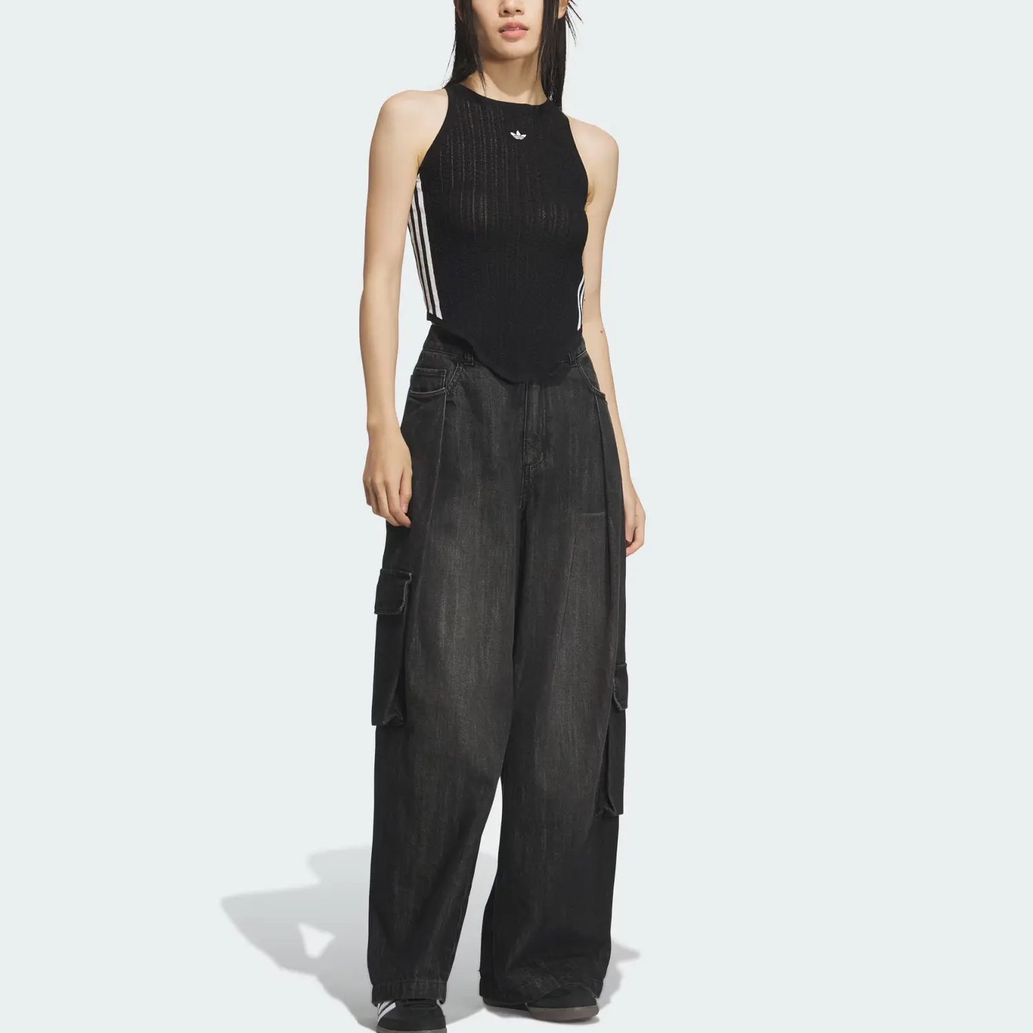 Новая майка-борцовка SS25 для женщин Adidas Originals, черный — фото 2
