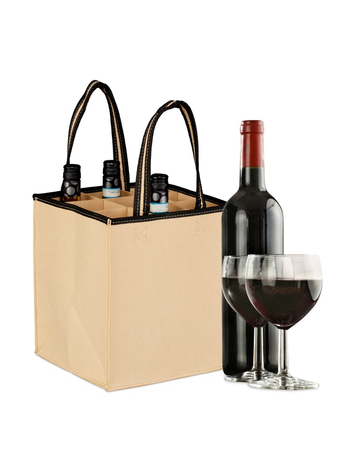 

Relaxdays 3 сумки для бутылок бежевого цвета