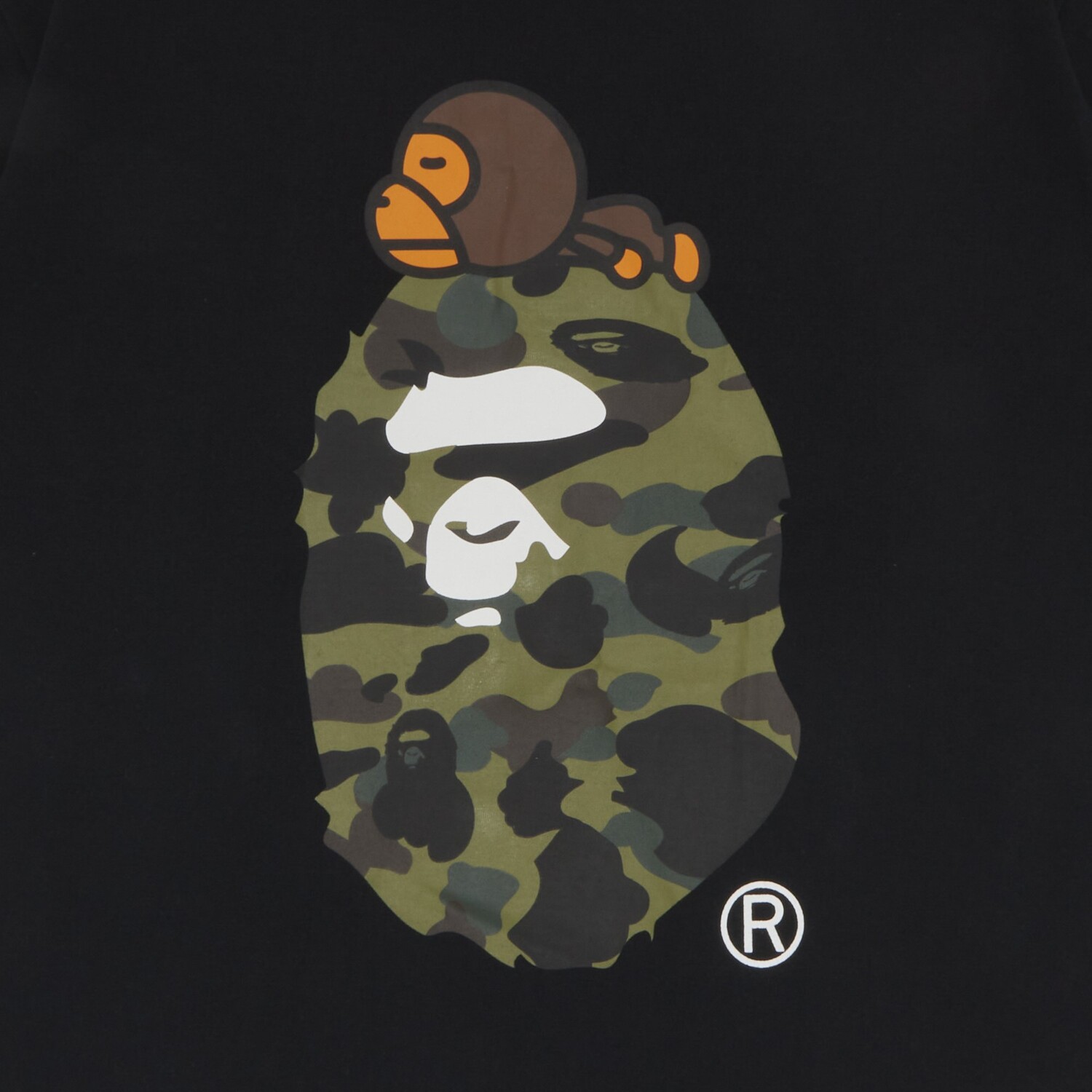 Футболка BAPE 1st Camo Milo на Big Ape Head, черно-зеленая — фото 2