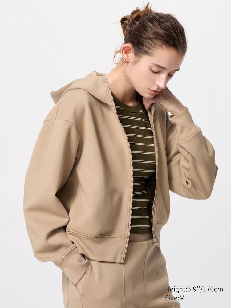 

Толстовка с капюшоном dry sweat на молнии Uniqlo, цвет 32 бежевый